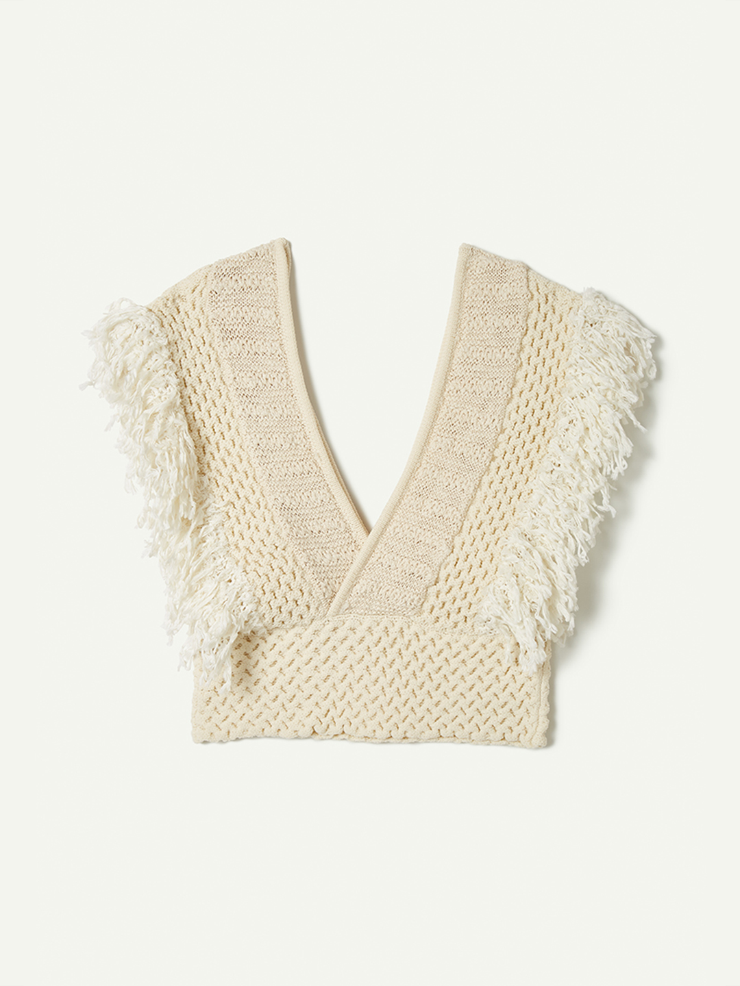 Patchwork Fringe Top 詳細画像 White 1