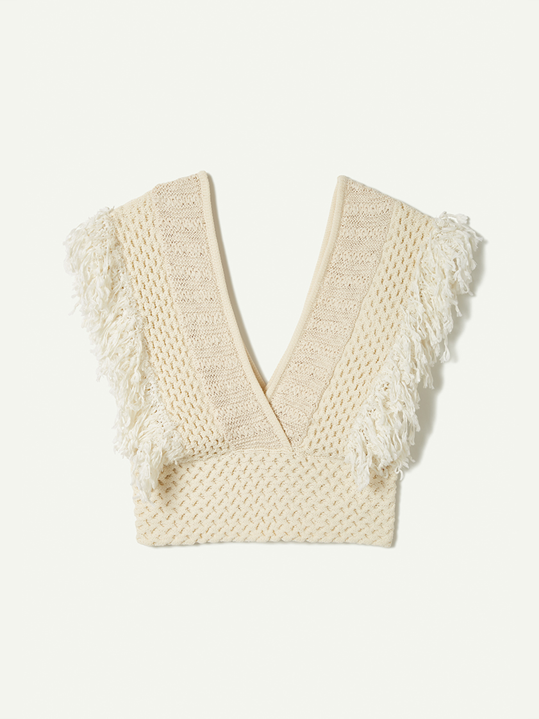Patchwork Fringe Top 詳細画像 White 2