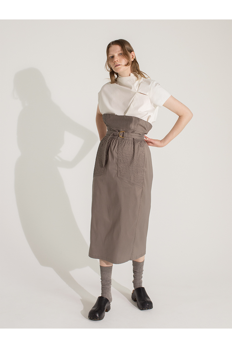 Tucked Pencil Skirt 詳細画像 Khaki 1