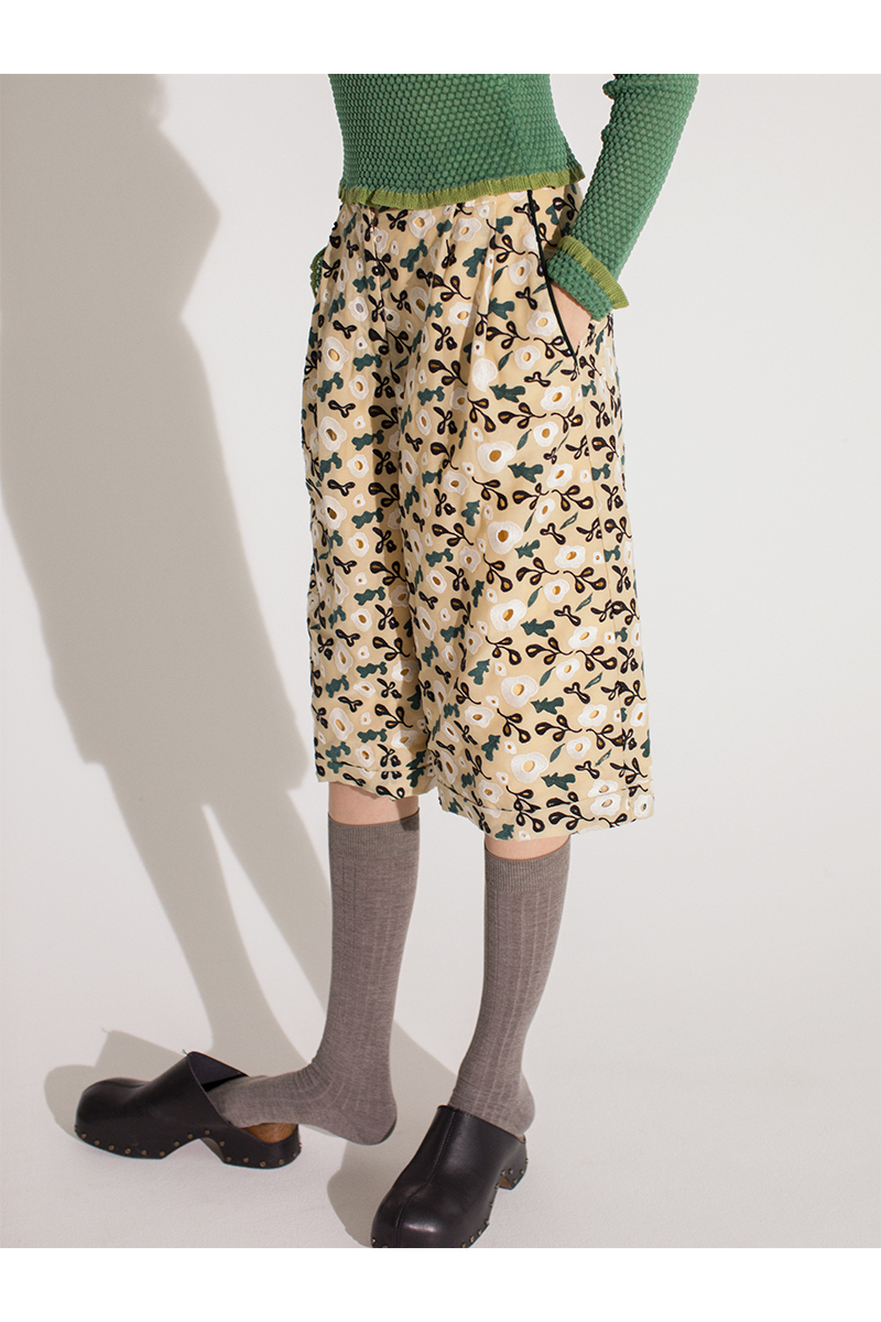 Garden Flower Lace Trousers 詳細画像 White 1