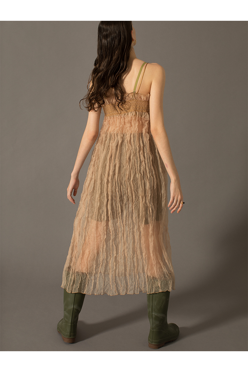 Recycle Organdy Pleats Dress 詳細画像 Beige 2