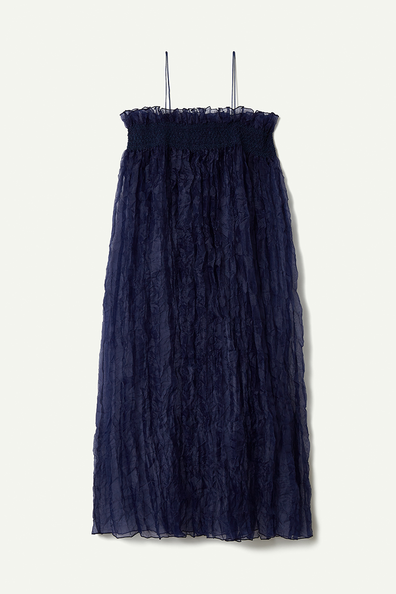 Recycle Organdy Pleats Dress 詳細画像 Navy 2