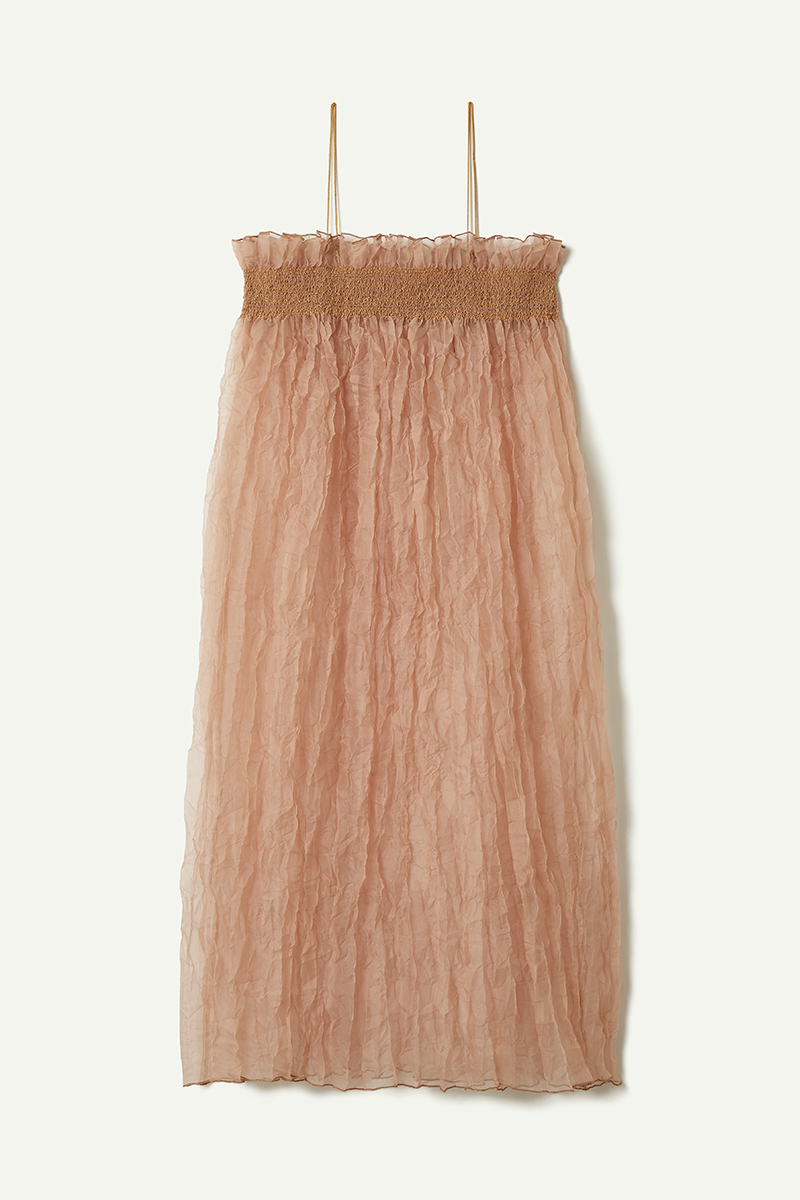 Recycle Organdy Pleats Dress 詳細画像 Beige 2