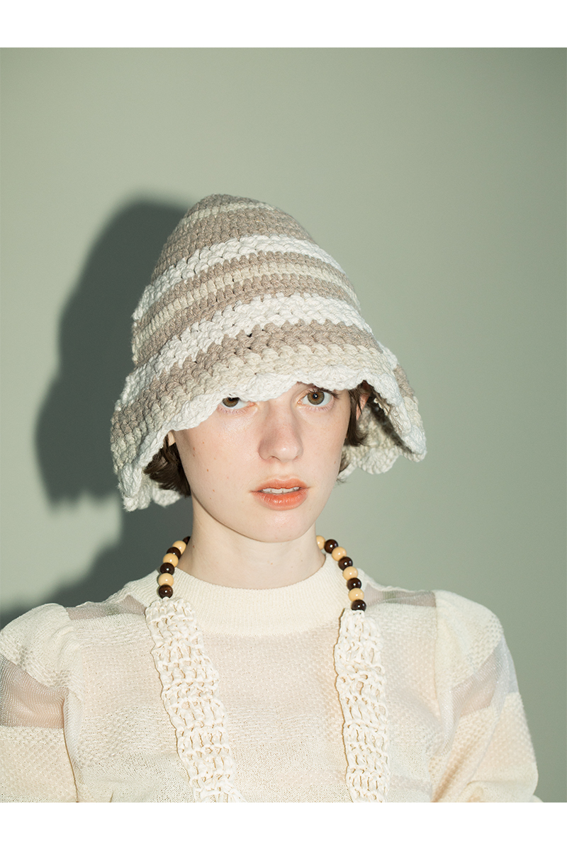 Chrochet Hand Knitted Hat 詳細画像 White 2
