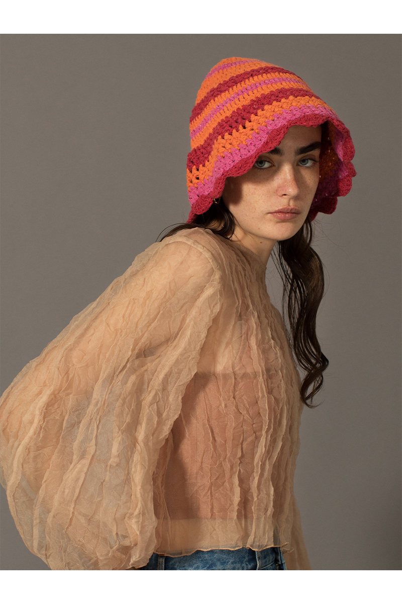 Chrochet Hand Knitted Hat 詳細画像 Pink 1