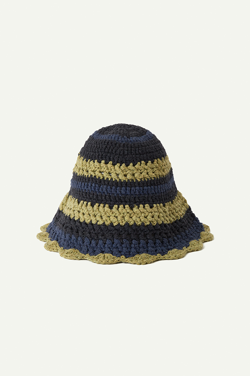 Chrochet Hand Knitted Hat 詳細画像 Blue 1