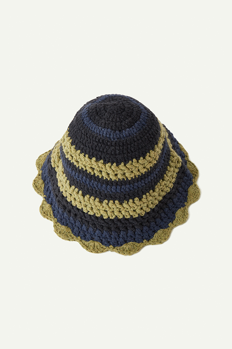 Chrochet Hand Knitted Hat 詳細画像 Blue 2