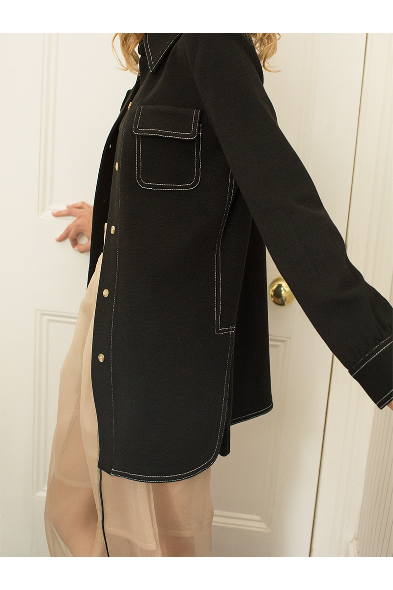 Stitch Long Shirts  詳細画像 Black 2