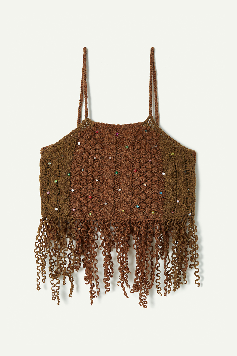 Cable Knit Camisole 詳細画像 Brown 1