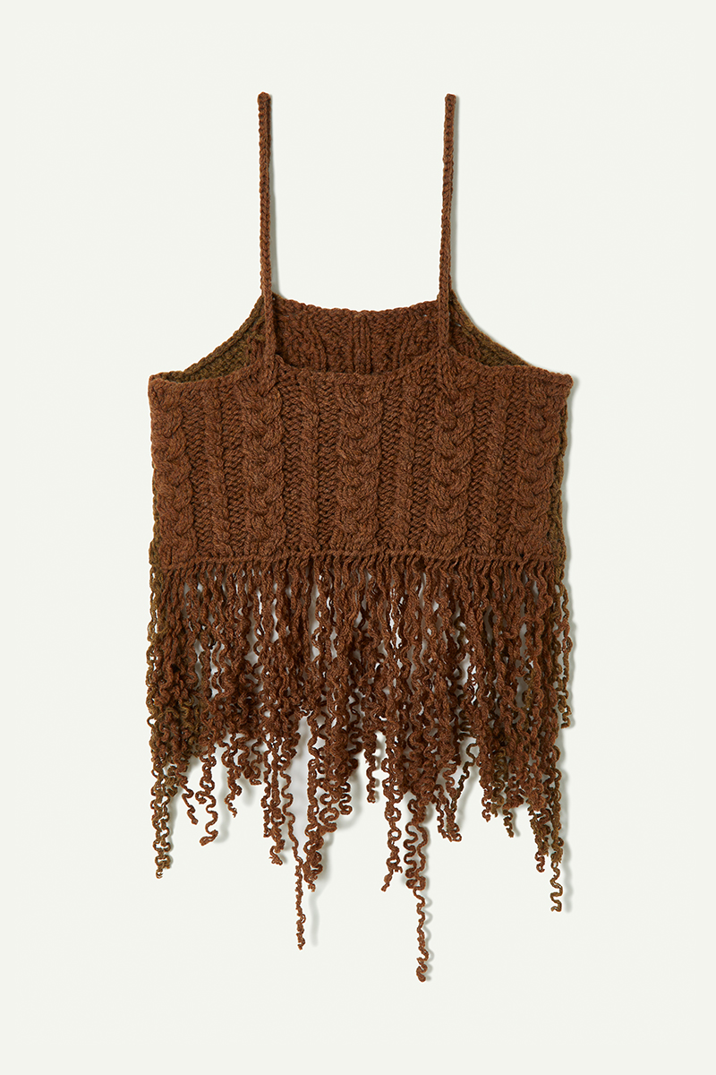 Cable Knit Camisole 詳細画像 Brown 2