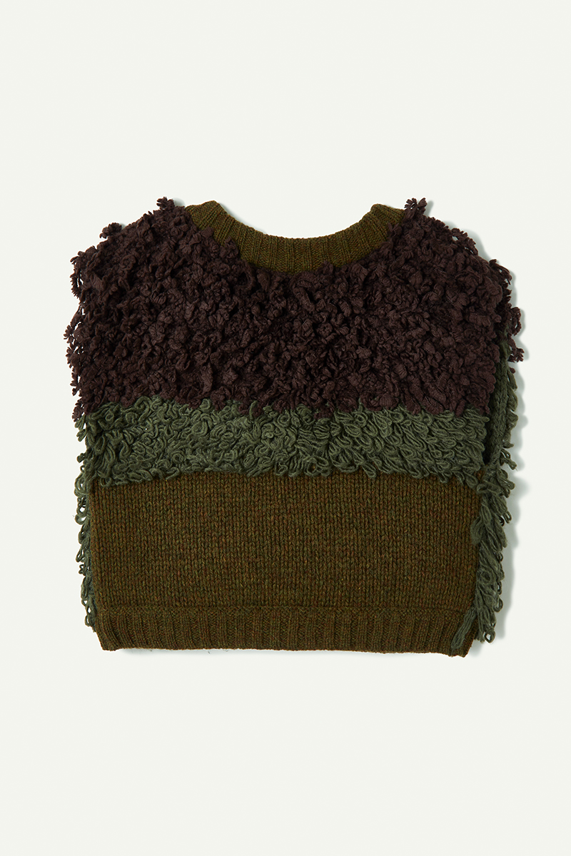 Mix Roop Sleeveless Sweater 詳細画像 Khaki 2