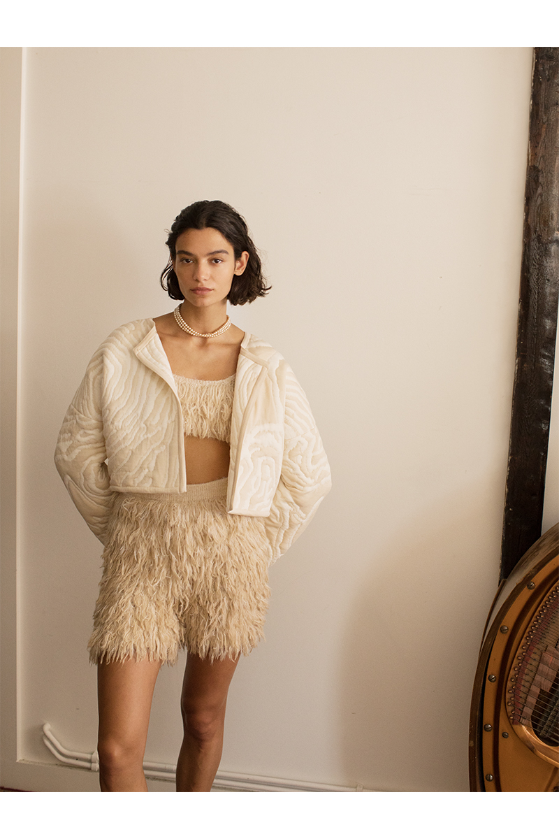 Topography Quilting Knit Jacket 詳細画像 White 1