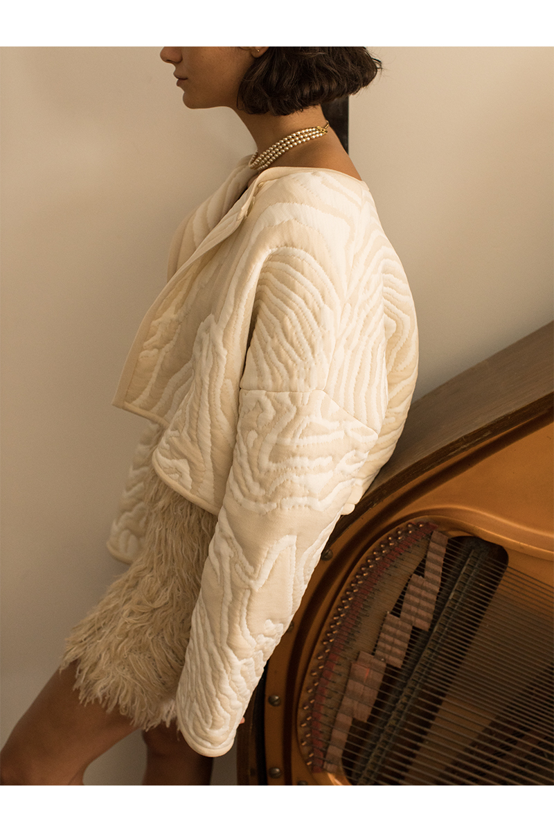 Topography Quilting Knit Jacket 詳細画像 White 2