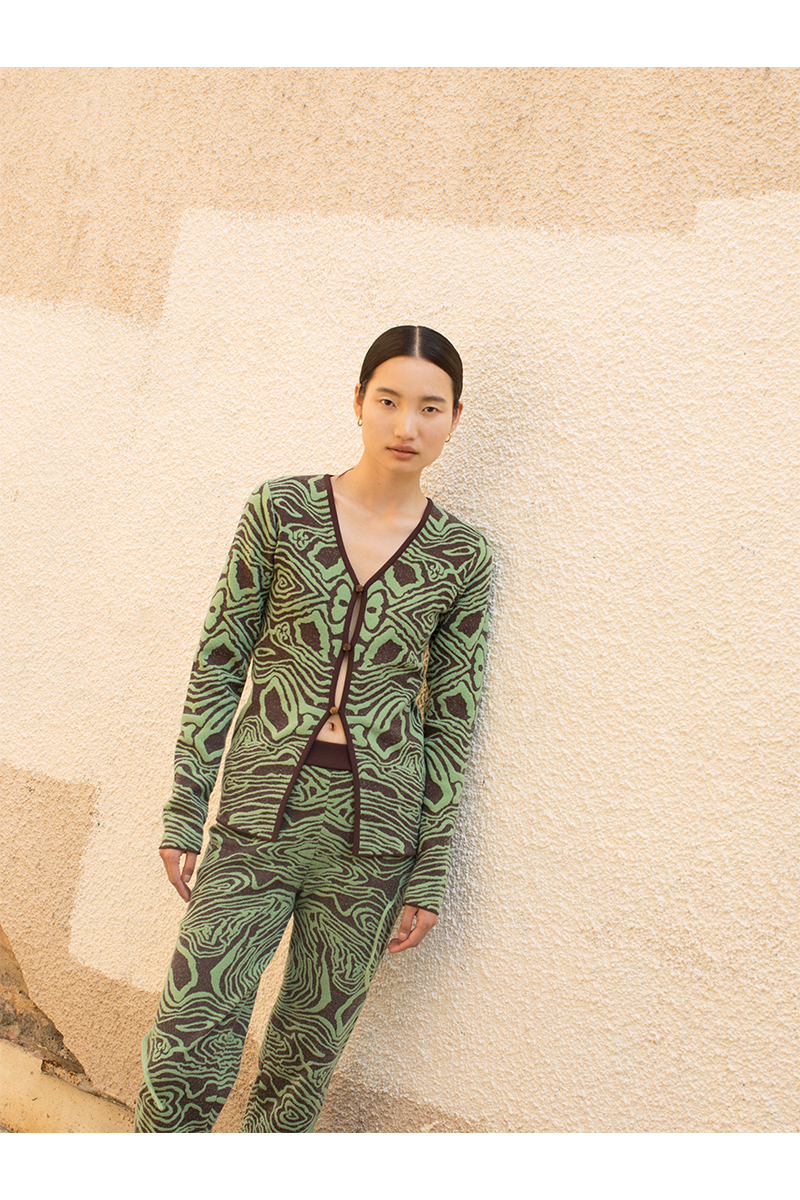 Topography Jacquard Cardigan 詳細画像 Green 2