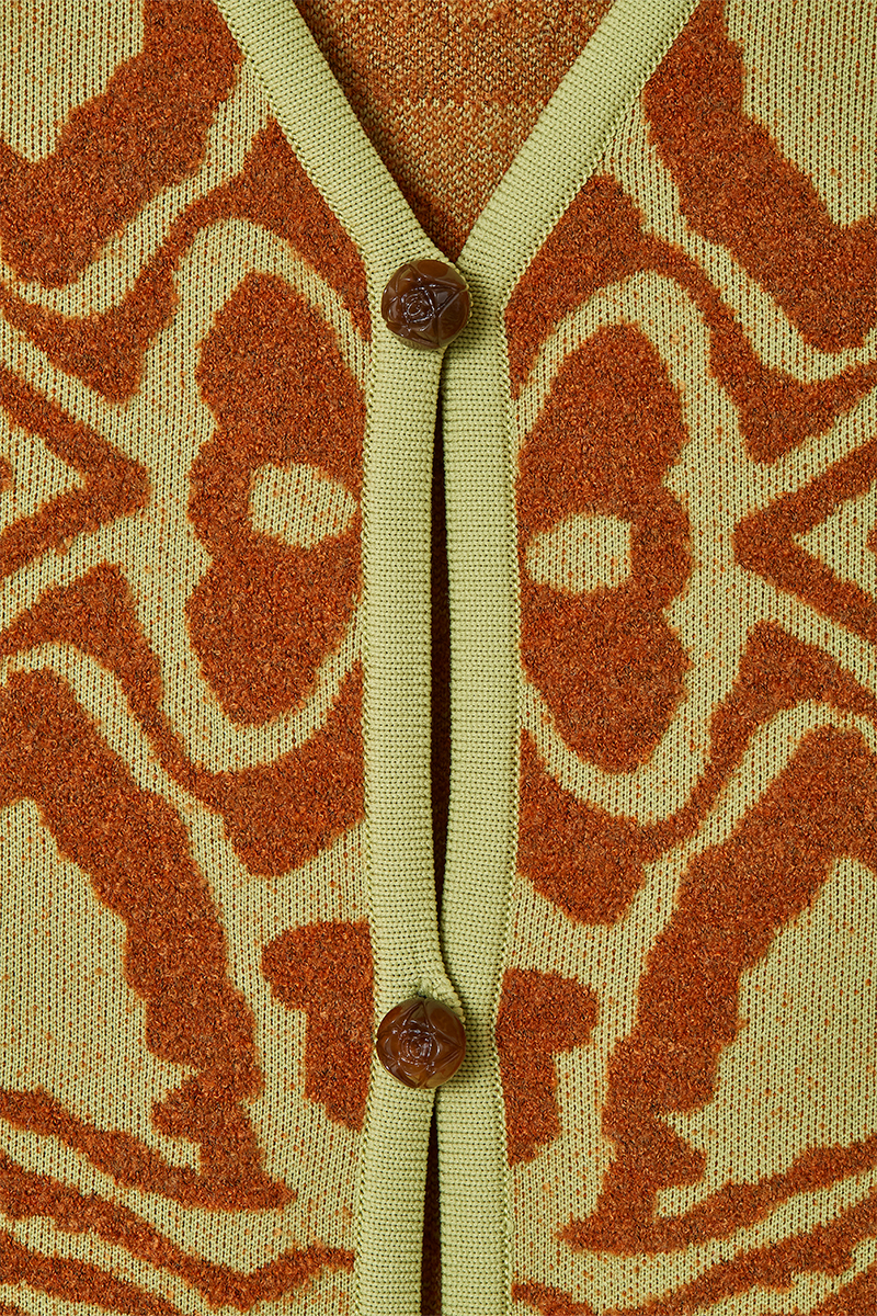 Topography Jacquard Cardigan 詳細画像 Yellow 3