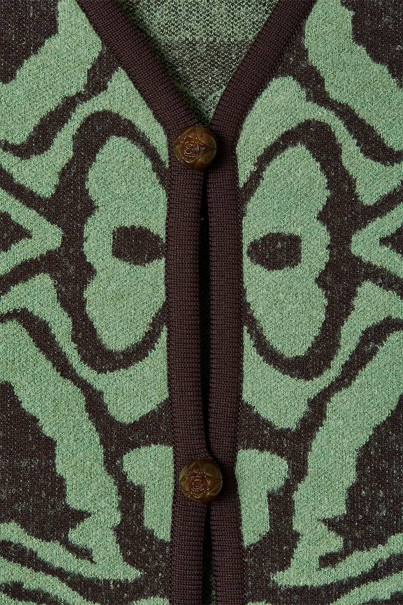 Topography Jacquard Cardigan 詳細画像 Green 3