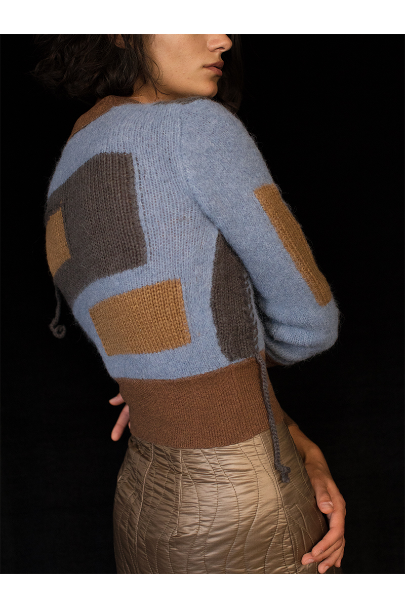 Blocking Intarsia Polo 詳細画像 Blue 2