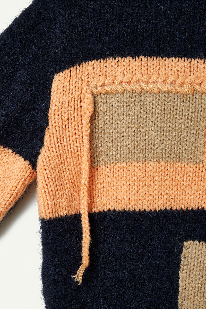 Blocking Intarsia Polo 詳細画像 Navy 3