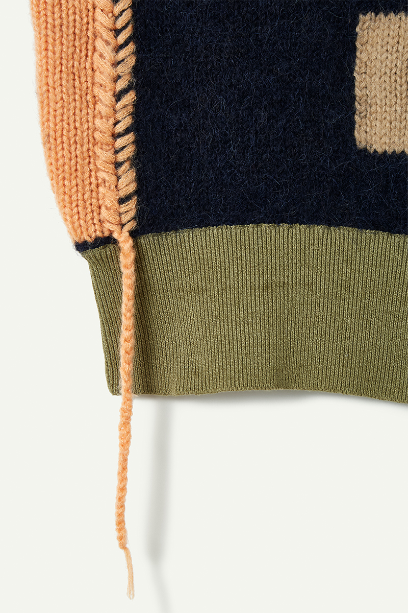 Blocking Intarsia Polo 詳細画像 Navy 4
