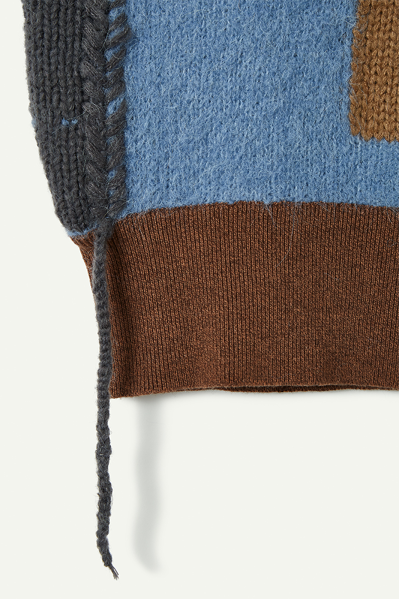 Blocking Intarsia Polo 詳細画像 Blue 4