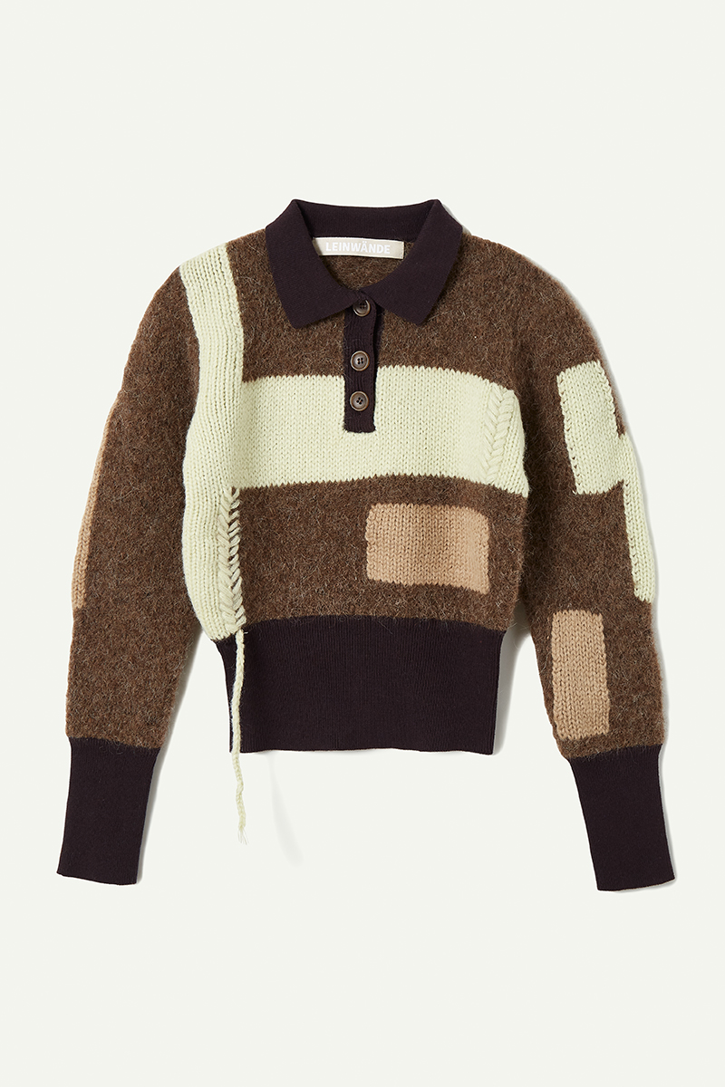 Blocking Intarsia Polo 詳細画像 Brown 1