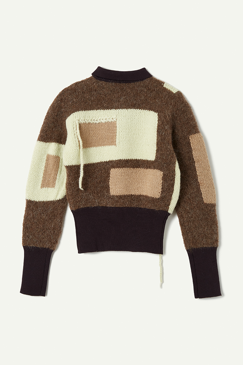 Blocking Intarsia Polo 詳細画像 Brown 2