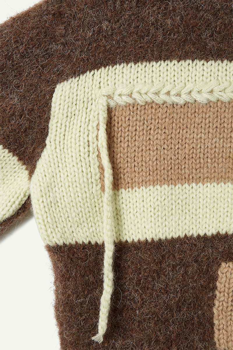 Blocking Intarsia Polo 詳細画像 Brown 3