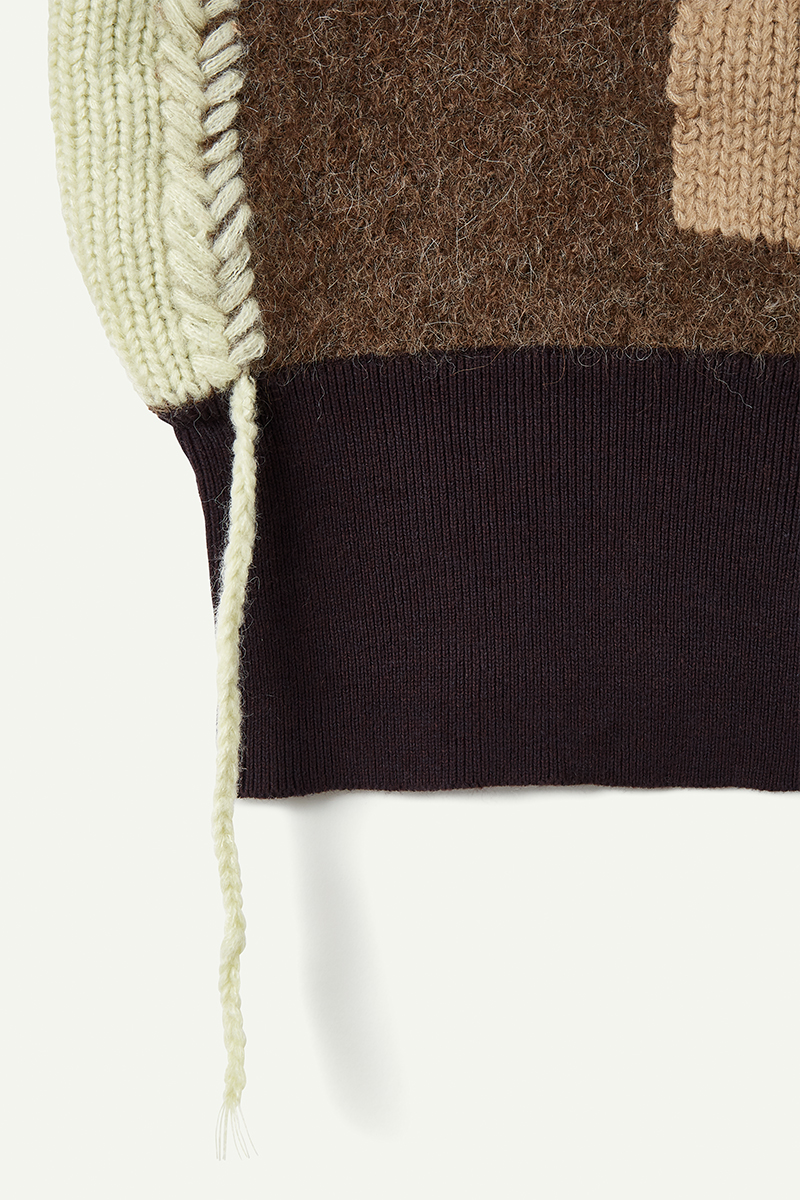 Blocking Intarsia Polo 詳細画像 Brown 4