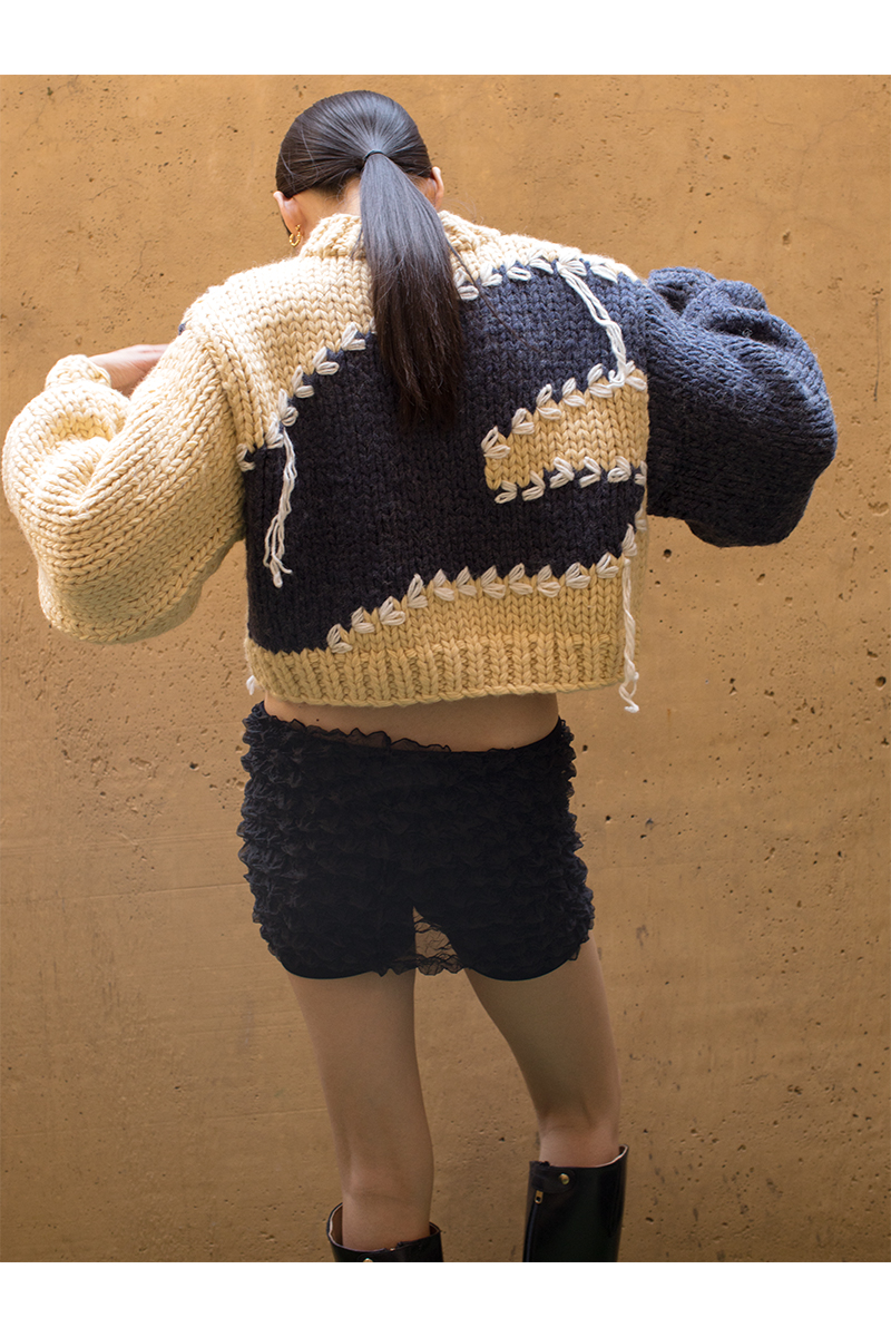 Snow Slope Intarsia Top 詳細画像 Navy 2