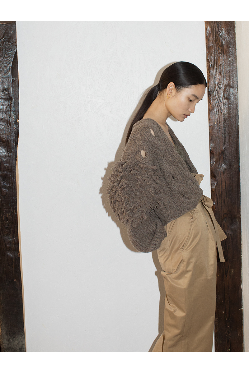 Cable Short Cardigan 詳細画像 Beige 1