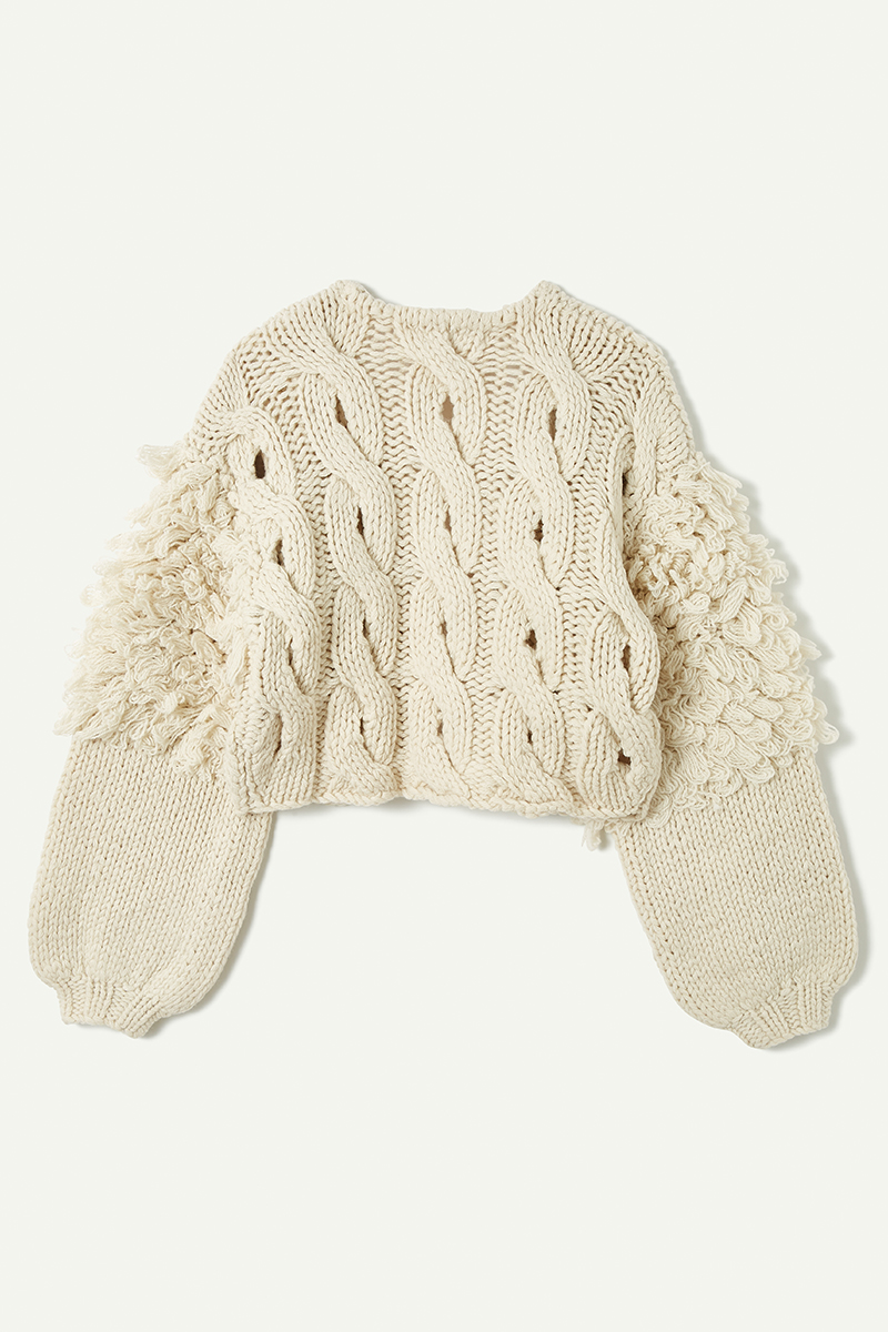 Cable Short Cardigan 詳細画像 White 2