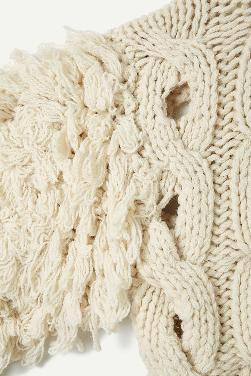 Cable Short Cardigan 詳細画像 White 4
