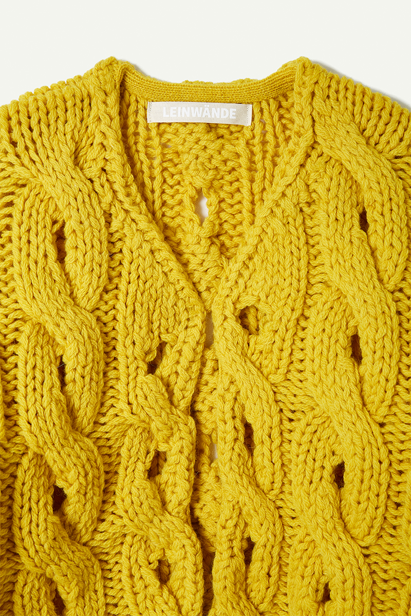 Cable Short Cardigan 詳細画像 Yellow 3