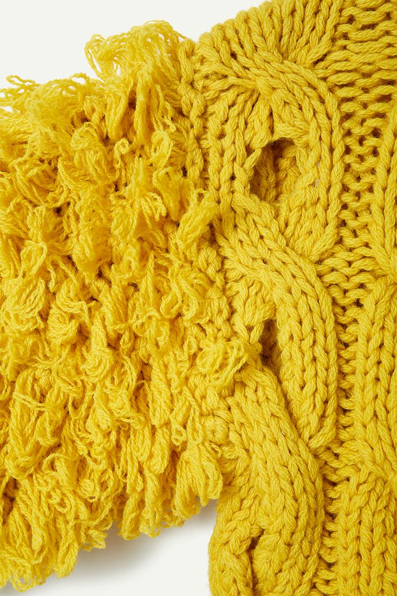 Cable Short Cardigan 詳細画像 Yellow 4