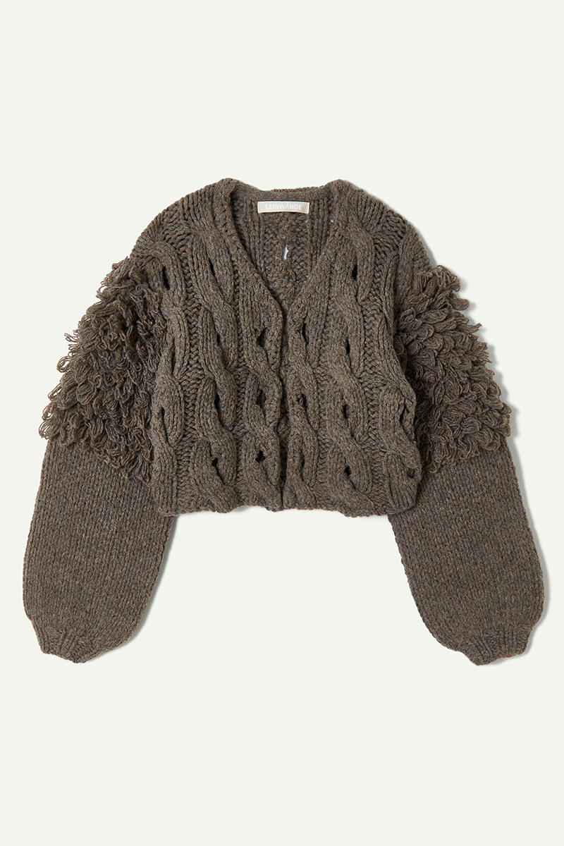 Cable Short Cardigan 詳細画像 Beige 1