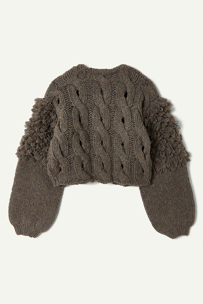 Cable Short Cardigan 詳細画像 Beige 2
