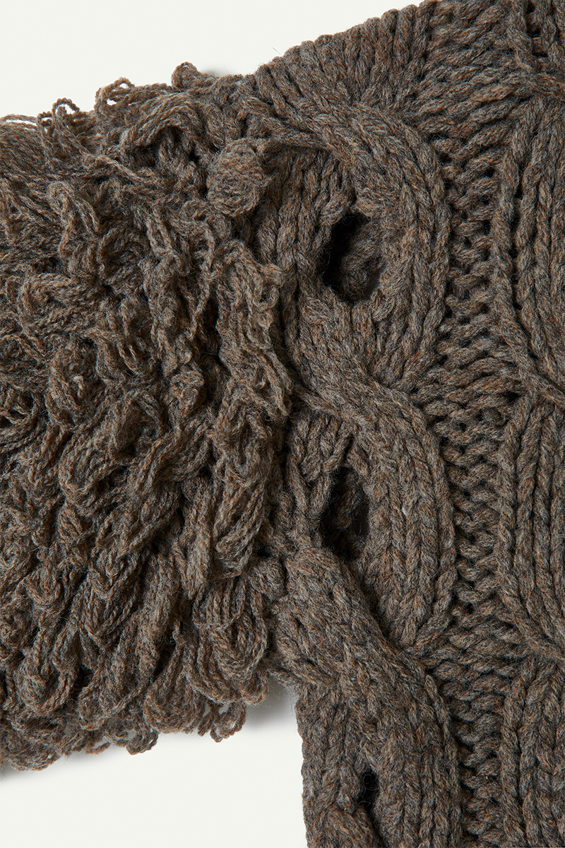Cable Short Cardigan 詳細画像 Beige 4
