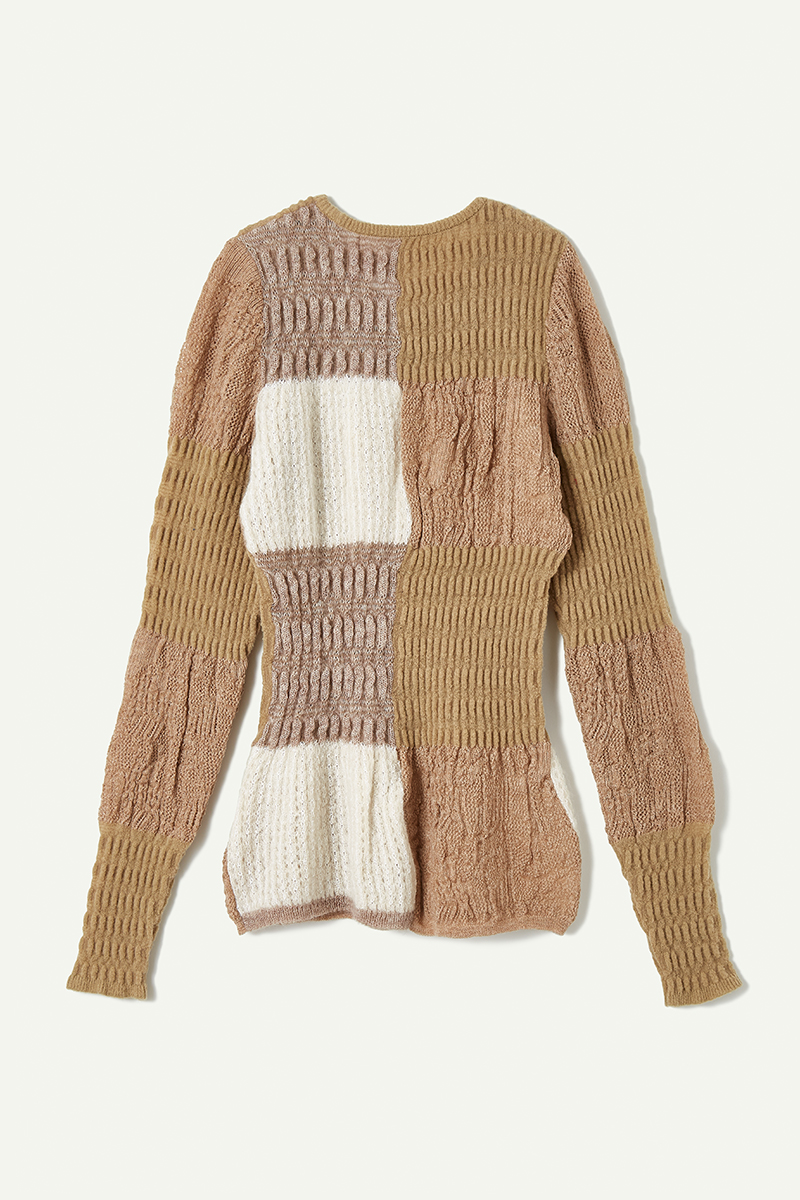 Patchwork Lace Knitted Top 詳細画像 Beige 2