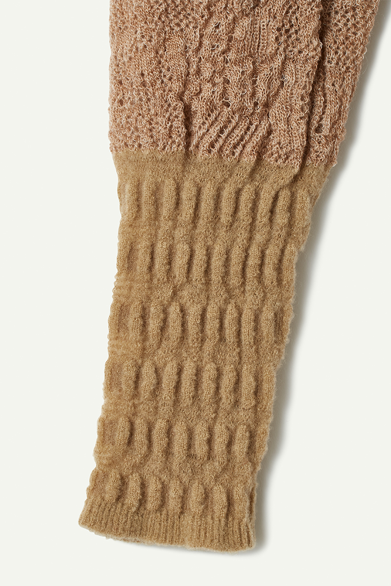 Patchwork Lace Knitted Top 詳細画像 Beige 3