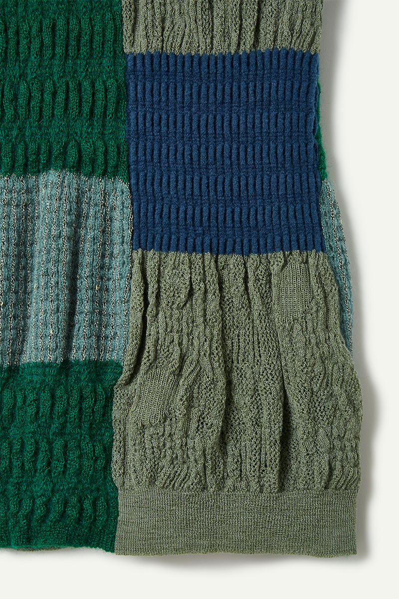 Patchwork Lace Knitted Skirt 詳細画像 Green 3