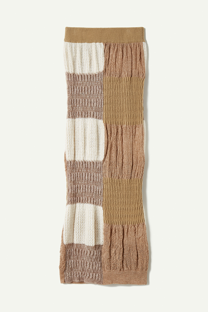 Patchwork Lace Knitted Skirt 詳細画像 Beige 2