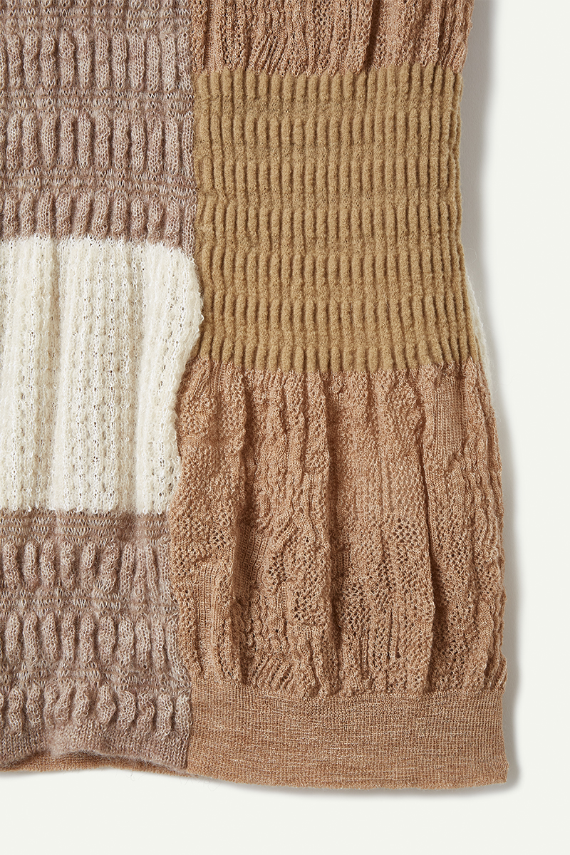 Patchwork Lace Knitted Skirt 詳細画像 Beige 3