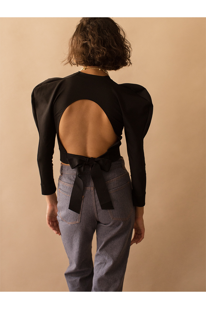 Balloon Shoulder Top 詳細画像 Black 1