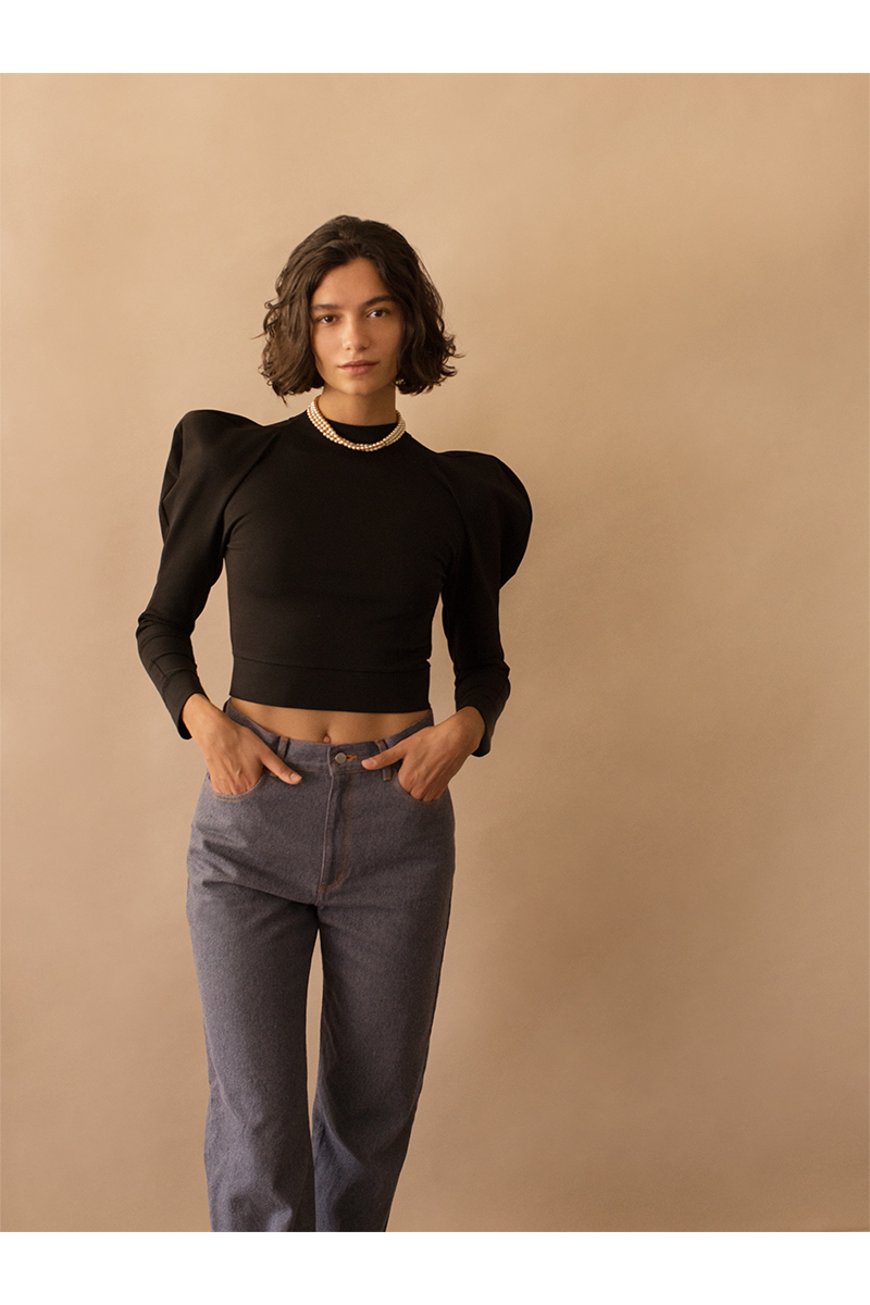 Balloon Shoulder Top 詳細画像 Black 2