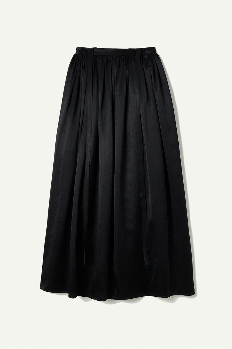 Satin Long Skirt 詳細画像 Black 3