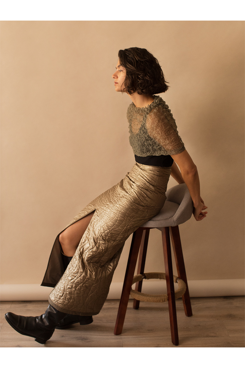Wave Quilting Skirt 詳細画像 Khaki 1