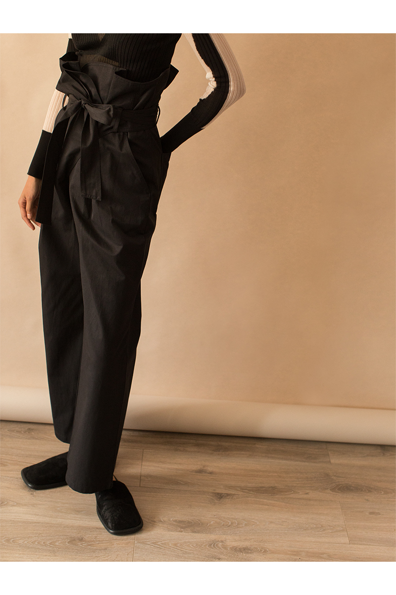 Belted Wide Leg Trousers 詳細画像 Black 1