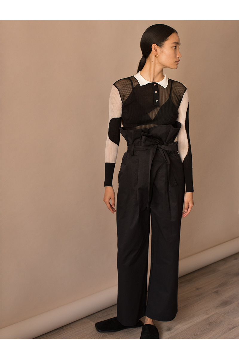 Belted Wide Leg Trousers 詳細画像 Black 2