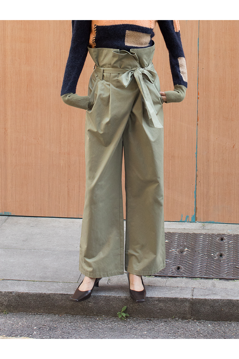 Belted Wide Leg Trousers 詳細画像 Khaki 1
