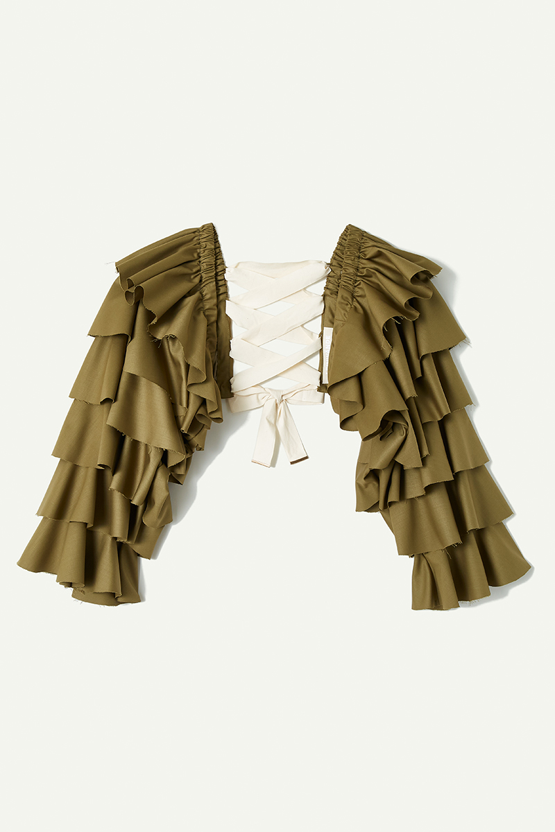 Ruffled Sleeve Top 詳細画像 Khaki 1